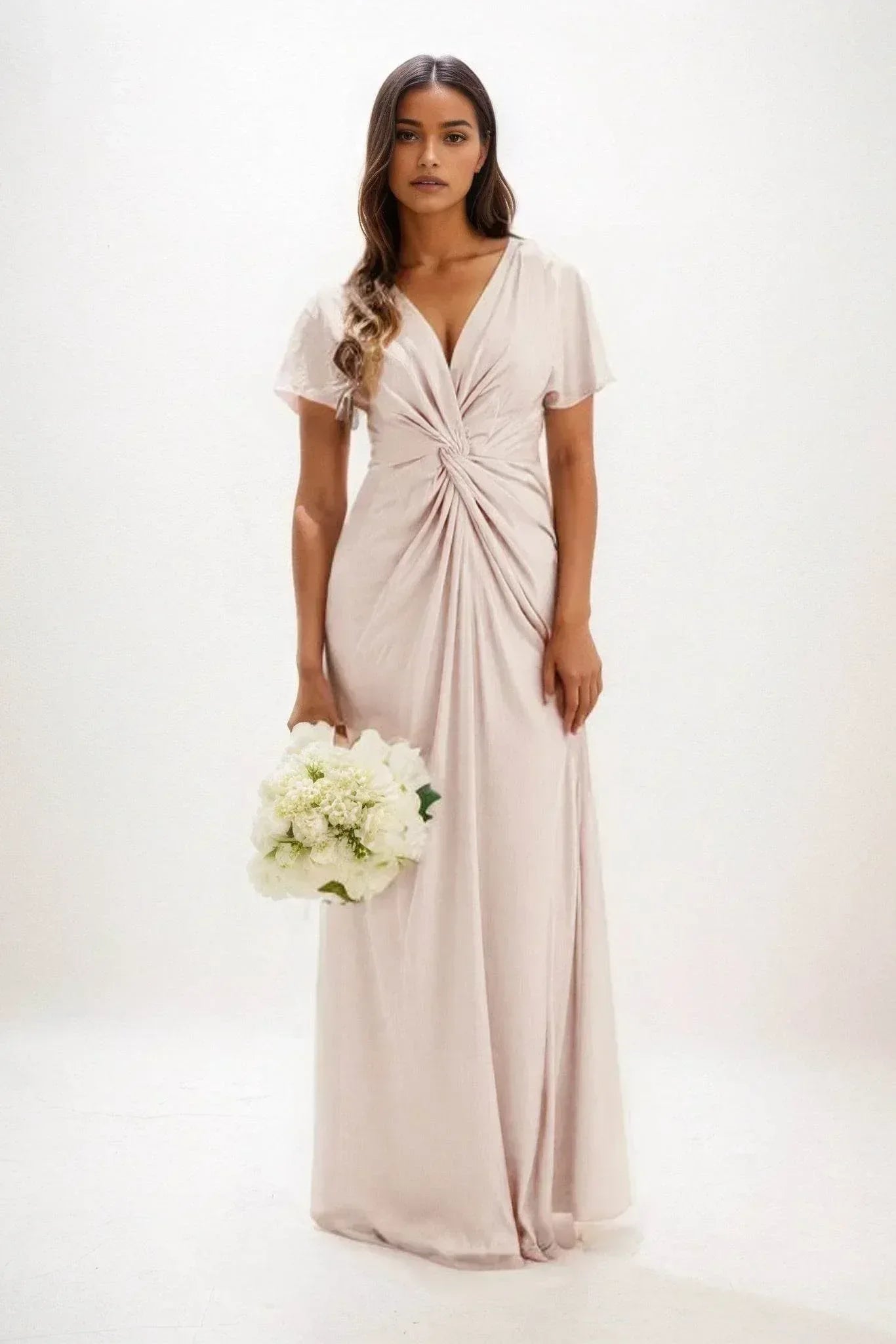 Elegant A Line Maxi Luxe Satin Bridesmaid Dress Bridesmaid Dress