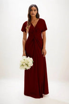 Elegant A Line Maxi Luxe Satin Bridesmaid Dress Bridesmaid Dress