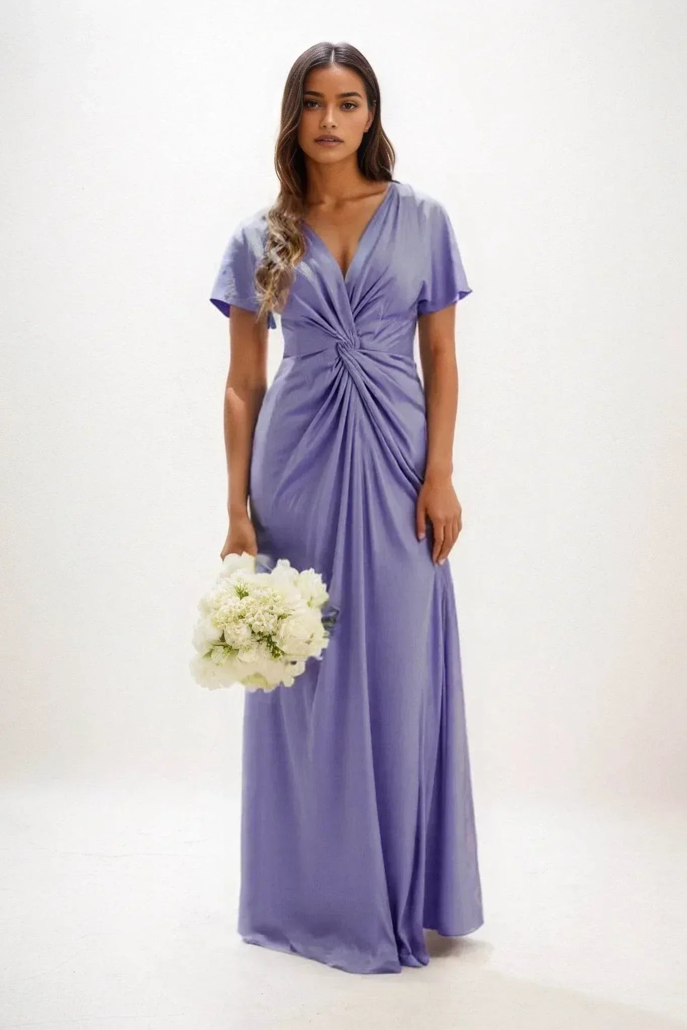 Elegant A Line Maxi Luxe Satin Bridesmaid Dress Bridesmaid Dress