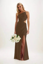 Elegant Sheath Column Maxi Luxe Satin Bridesmaid Dress Bridesmaid Dress