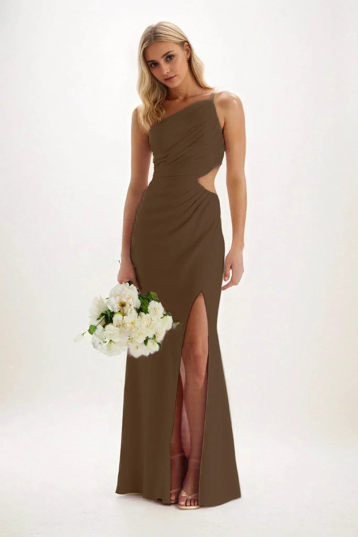 Elegant Sheath Column Maxi Luxe Satin Bridesmaid Dress Bridesmaid Dress
