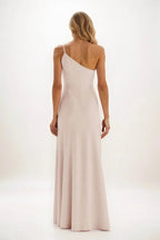 Elegant Sheath Column Maxi Luxe Satin Bridesmaid Dress Bridesmaid Dress