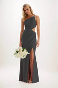 Elegant Sheath Column Maxi Luxe Satin Bridesmaid Dress Bridesmaid Dress
