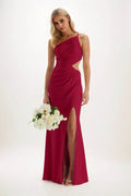 Elegant Sheath Column Maxi Luxe Satin Bridesmaid Dress Bridesmaid Dress