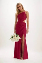 Elegant Sheath Column Maxi Luxe Satin Bridesmaid Dress Bridesmaid Dress
