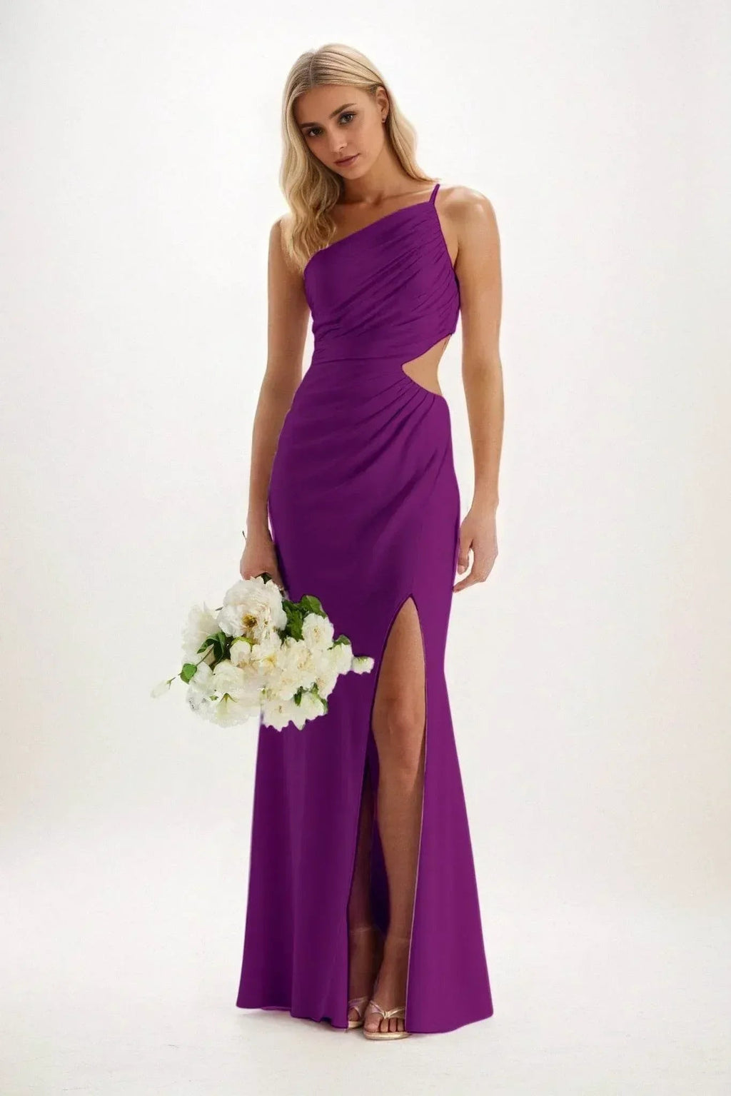 Elegant Sheath Column Maxi Luxe Satin Bridesmaid Dress Bridesmaid Dress