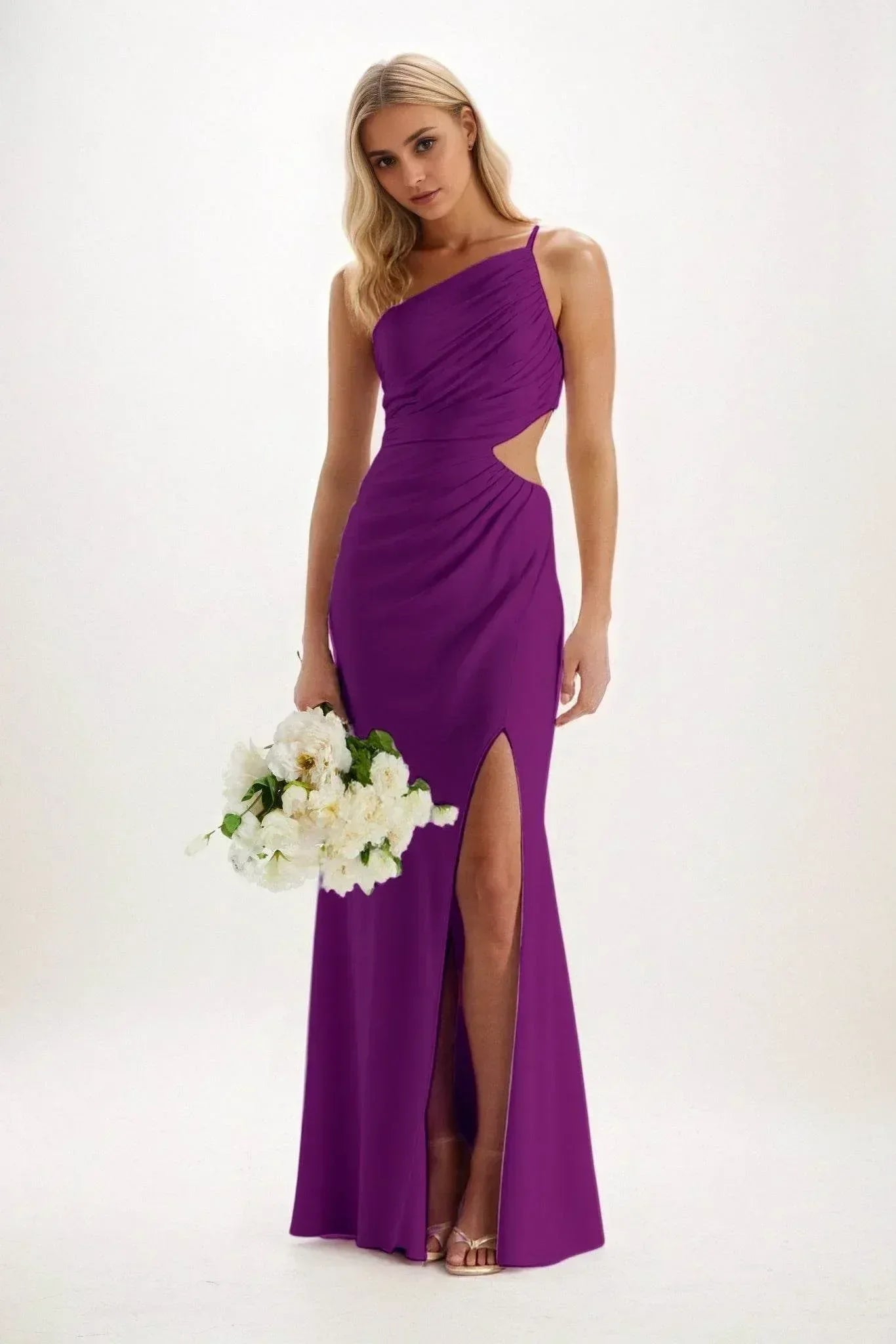 Elegant Sheath Column Maxi Luxe Satin Bridesmaid Dress Bridesmaid Dress