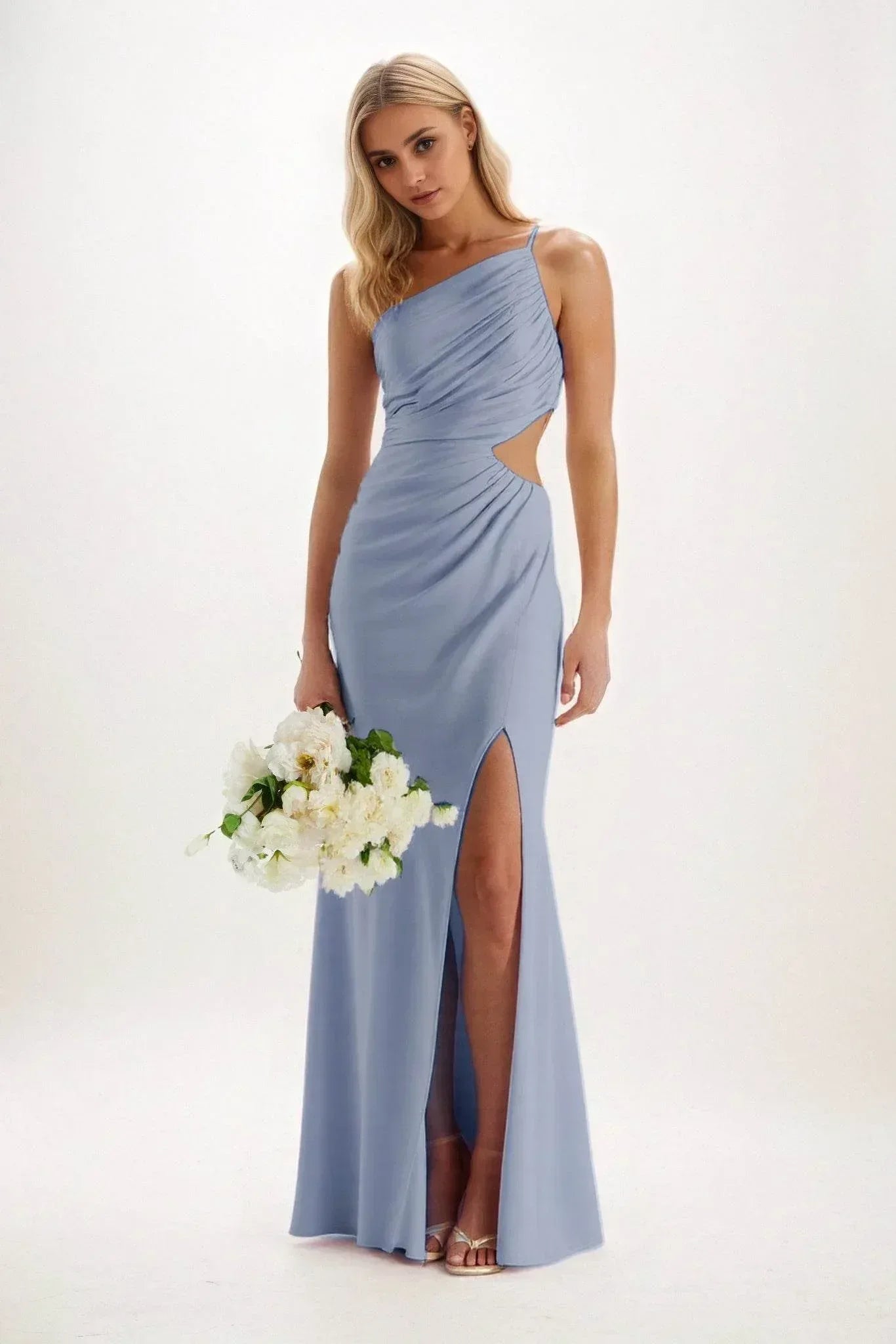 Elegant Sheath Column Maxi Luxe Satin Bridesmaid Dress Bridesmaid Dress