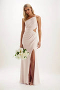 Elegant Sheath Column Maxi Luxe Satin Bridesmaid Dress Bridesmaid Dress