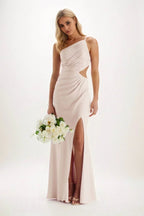 Elegant Sheath Column Maxi Luxe Satin Bridesmaid Dress Bridesmaid Dress