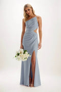 Elegant Sheath Column Maxi Luxe Satin Bridesmaid Dress Bridesmaid Dress
