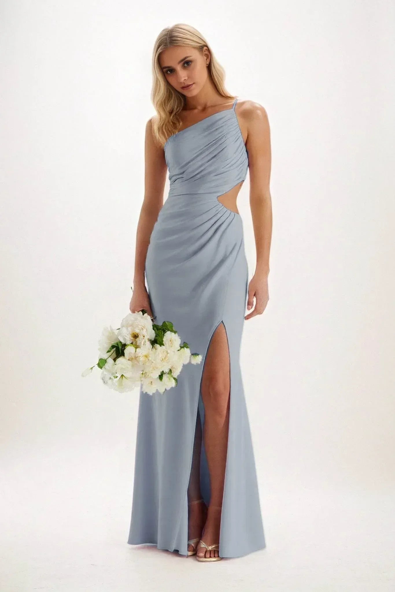 Elegant Sheath Column Maxi Luxe Satin Bridesmaid Dress Bridesmaid Dress