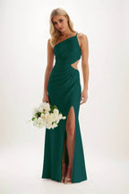Elegant Sheath Column Maxi Luxe Satin Bridesmaid Dress Bridesmaid Dress