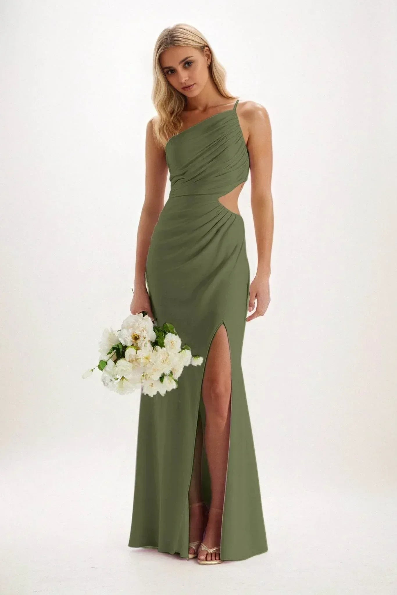 Elegant Sheath Column Maxi Luxe Satin Bridesmaid Dress Bridesmaid Dress