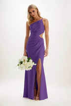 Elegant Sheath Column Maxi Luxe Satin Bridesmaid Dress Bridesmaid Dress