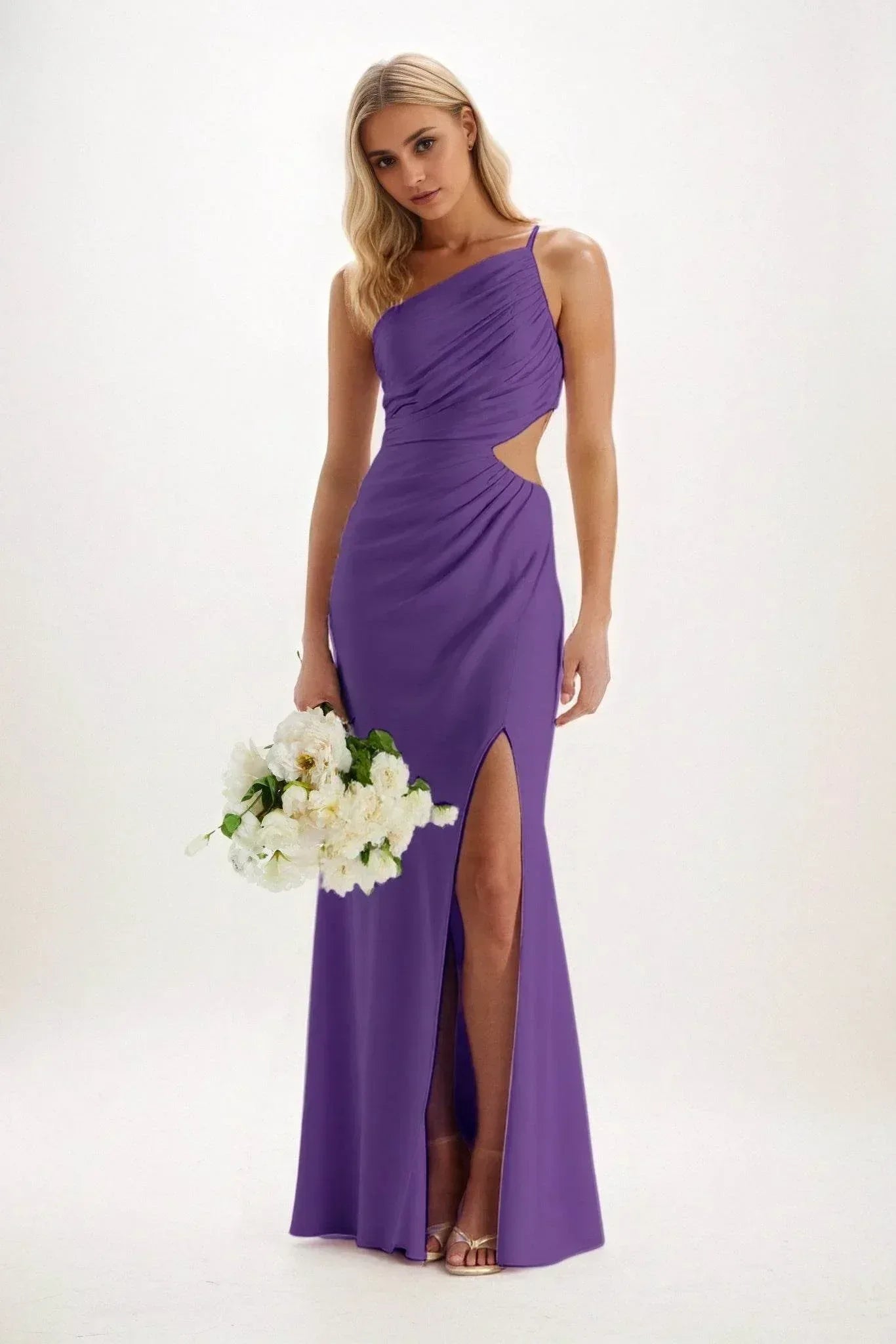 Elegant Sheath Column Maxi Luxe Satin Bridesmaid Dress Bridesmaid Dress