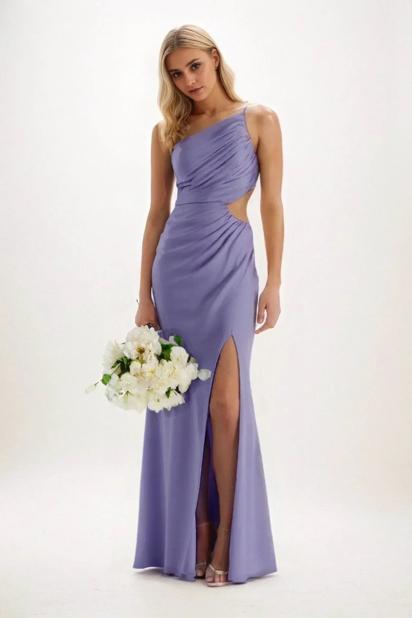 Elegant Sheath Column Maxi Luxe Satin Bridesmaid Dress Bridesmaid Dress
