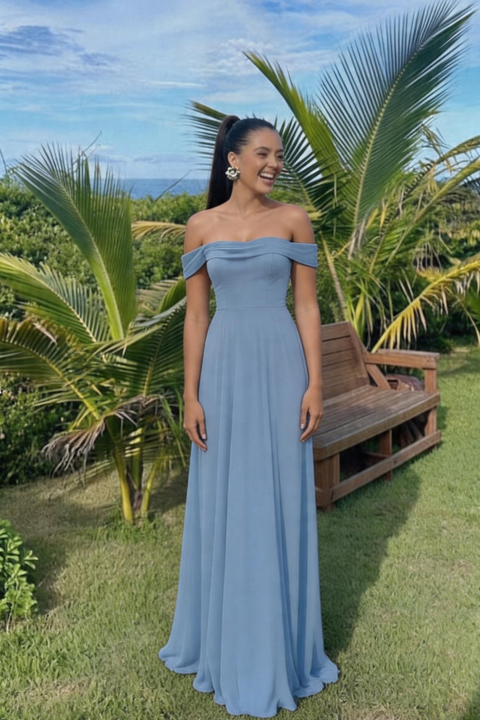 Elegant A Line Maxi Chiffon Bridesmaid Dress Bridesmaid Dress