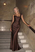 Elegant Sheath Column Floor Length Acetate Satin Bridesmaid Dress CG0302BM Bridesmaid Dress
