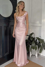 Elegant Sheath Column Floor Length Acetate Satin Bridesmaid Dress CG0302BM Bridesmaid Dress