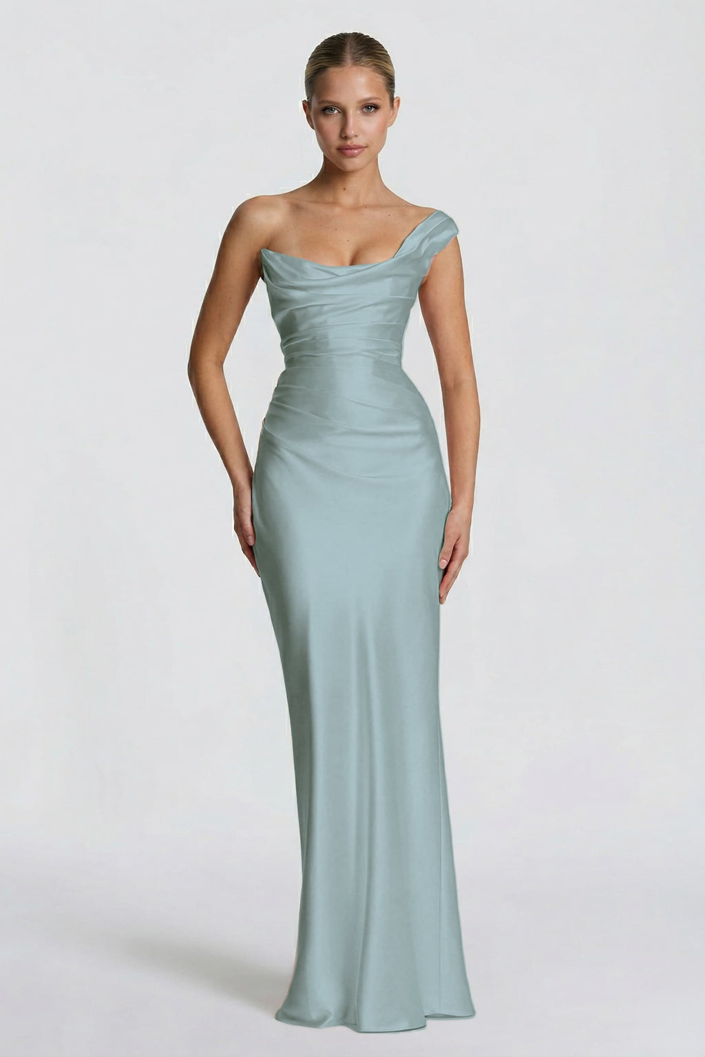 Elegant Sheath Column Floor Length Acetate Satin Bridesmaid Dress CG0302BM Bridesmaid Dress