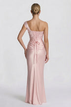 Elegant Sheath Column Floor Length Acetate Satin Bridesmaid Dress CG0302BM Bridesmaid Dress