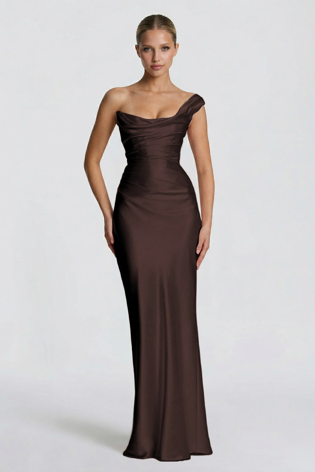 Elegant Sheath Column Floor Length Acetate Satin Bridesmaid Dress CG0302BM Bridesmaid Dress