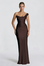 Elegant Sheath Column Floor Length Acetate Satin Bridesmaid Dress CG0302BM Bridesmaid Dress