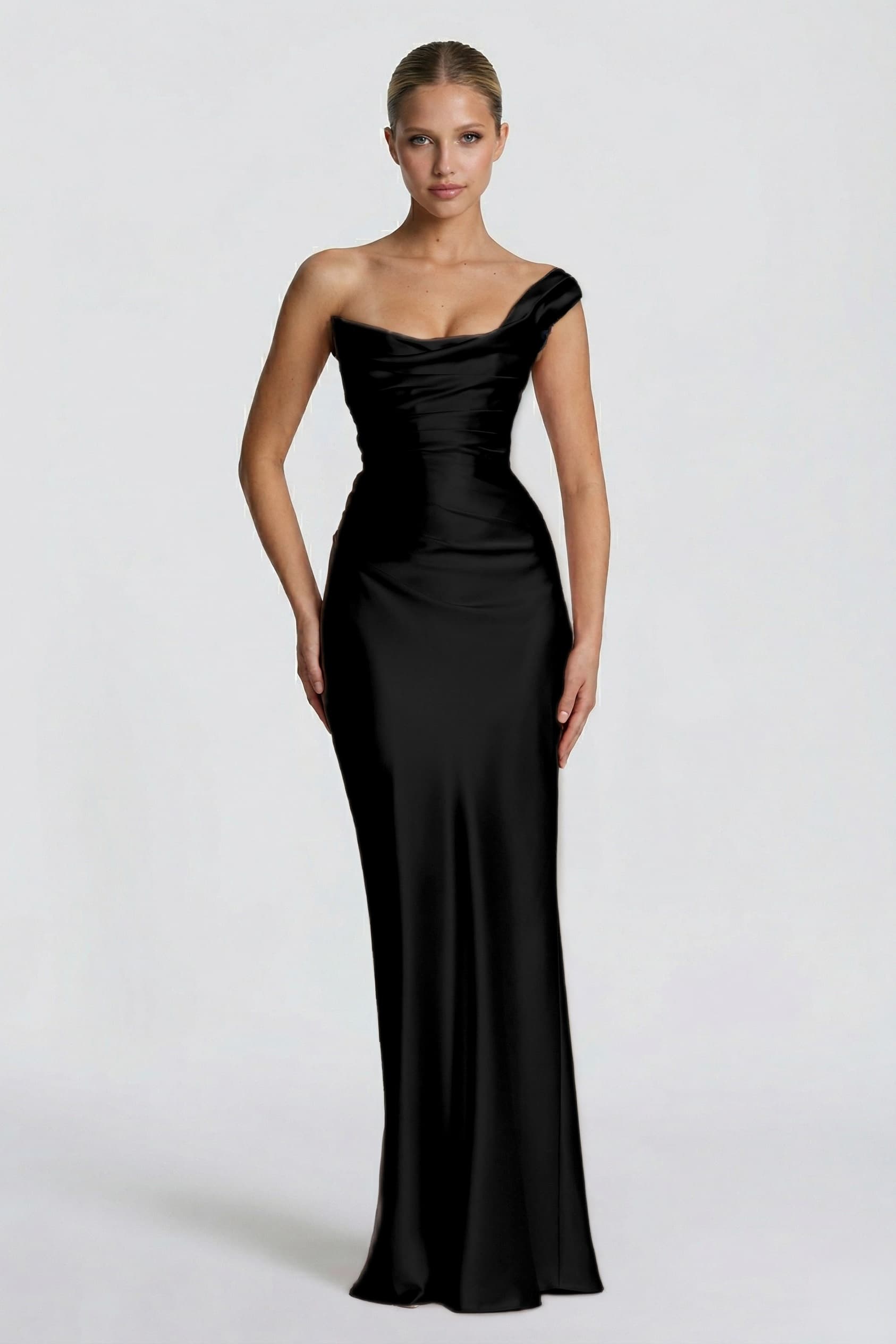 Elegant Sheath Column Floor Length Acetate Satin Bridesmaid Dress CG0302BM Bridesmaid Dress