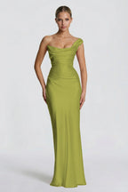 Elegant Sheath Column Floor Length Acetate Satin Bridesmaid Dress CG0302BM Bridesmaid Dress
