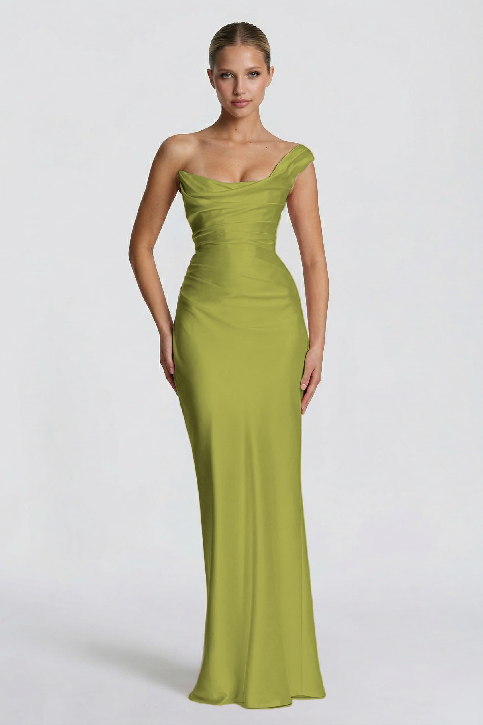 Elegant Sheath Column Floor Length Acetate Satin Bridesmaid Dress CG0302BM Bridesmaid Dress