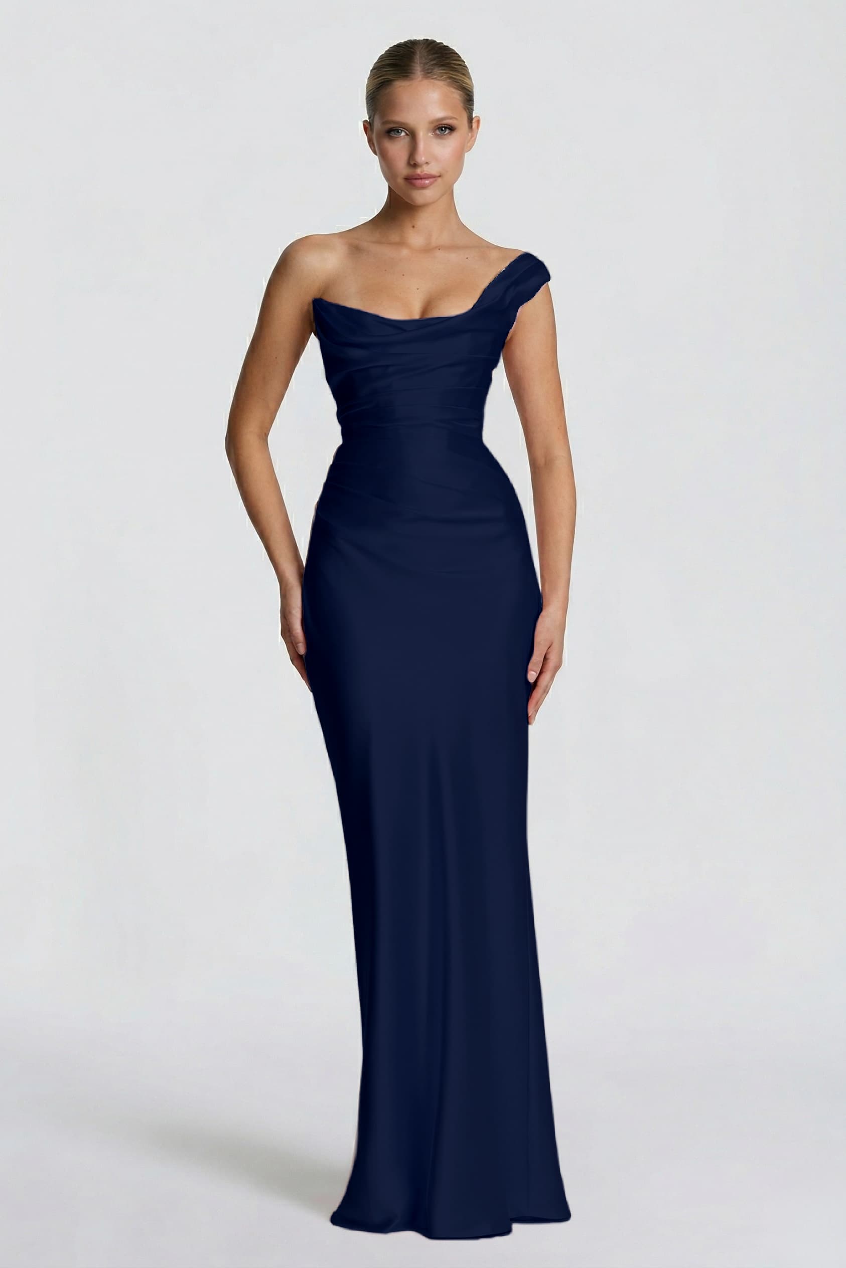 Elegant Sheath Column Floor Length Acetate Satin Bridesmaid Dress CG0302BM Bridesmaid Dress