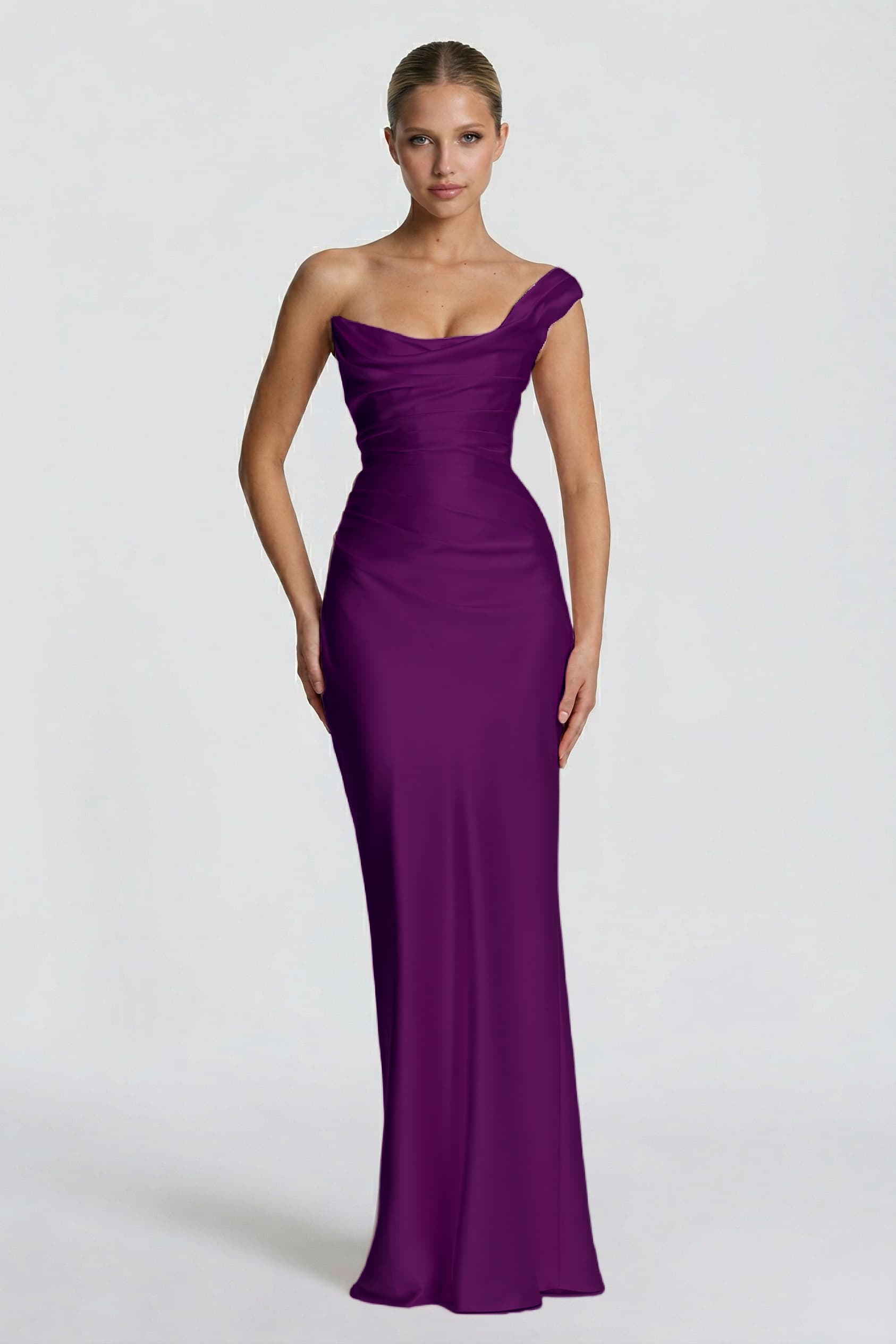 Elegant Sheath Column Floor Length Acetate Satin Bridesmaid Dress CG0302BM Bridesmaid Dress