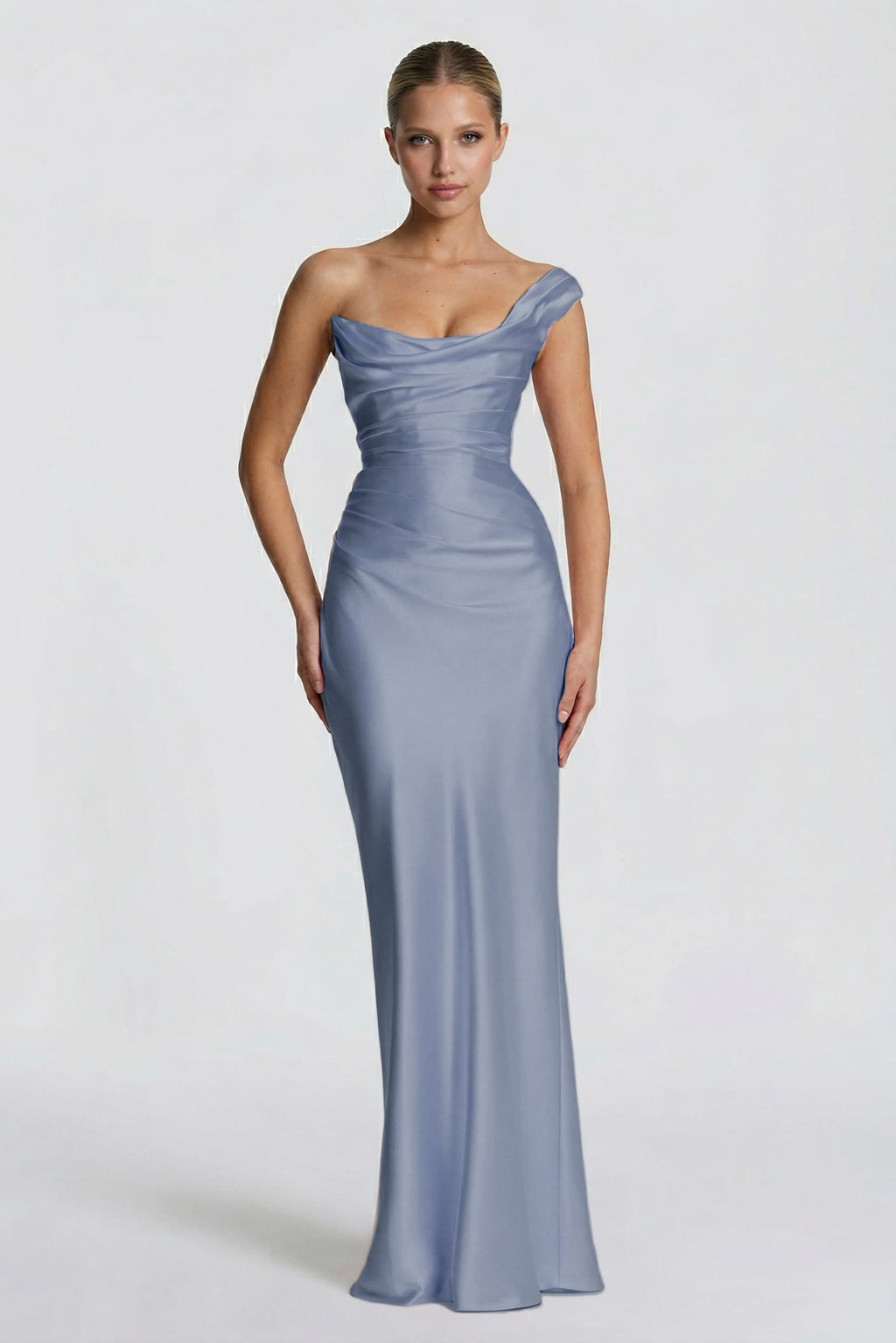 Elegant Sheath Column Floor Length Acetate Satin Bridesmaid Dress CG0302BM Bridesmaid Dress