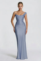 Elegant Sheath Column Floor Length Acetate Satin Bridesmaid Dress CG0302BM Bridesmaid Dress