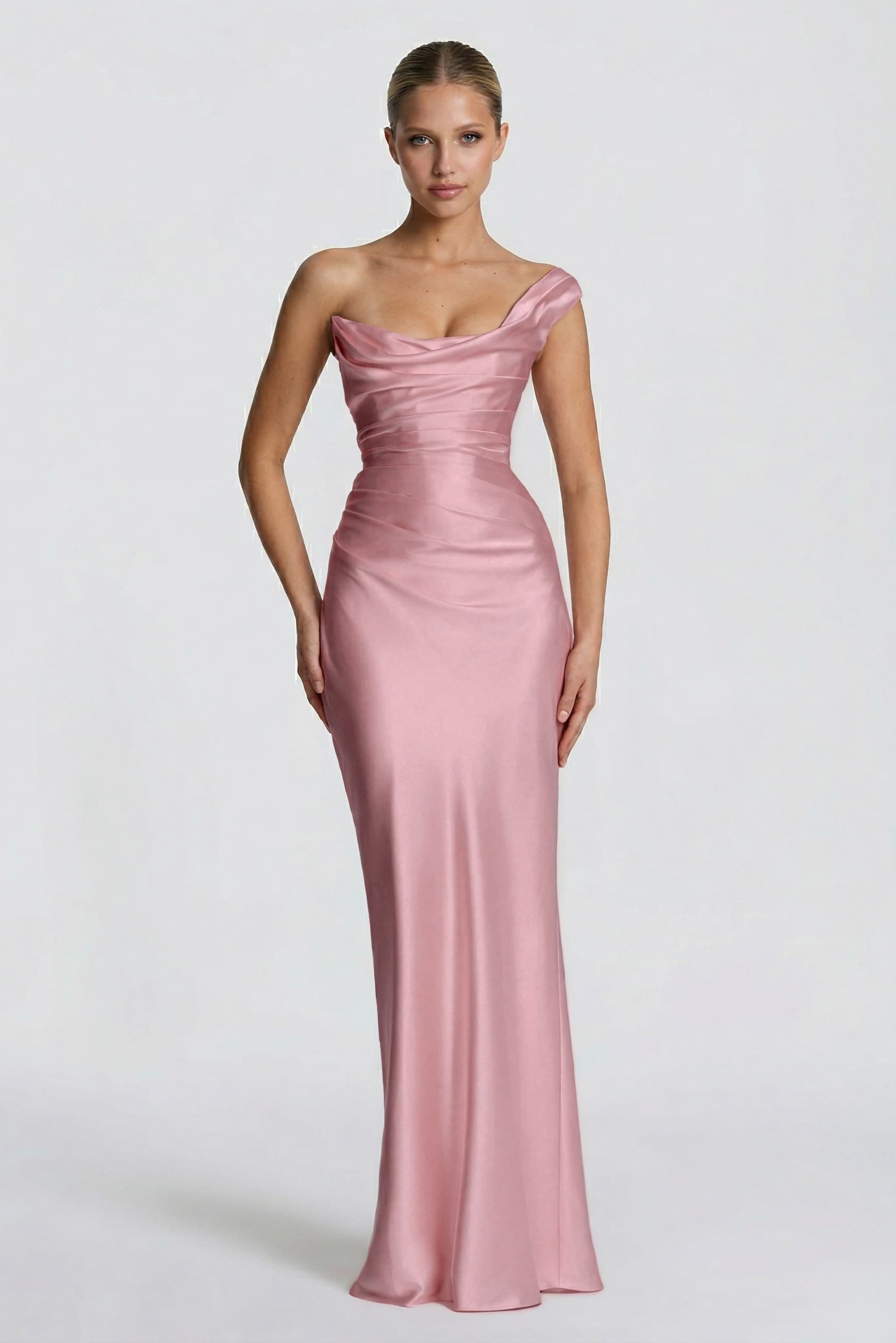 Elegant Sheath Column Floor Length Acetate Satin Bridesmaid Dress CG0302BM Bridesmaid Dress