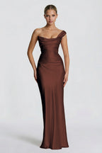 Elegant Sheath Column Floor Length Acetate Satin Bridesmaid Dress CG0302BM Bridesmaid Dress