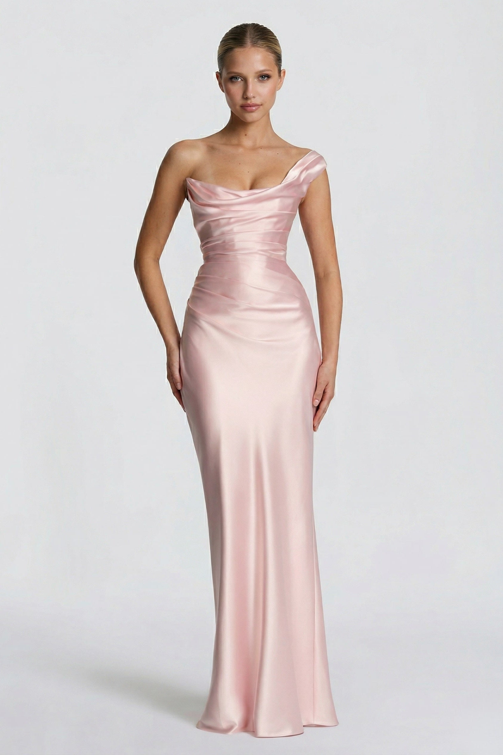 Elegant Sheath Column Floor Length Acetate Satin Bridesmaid Dress CG0302BM Bridesmaid Dress