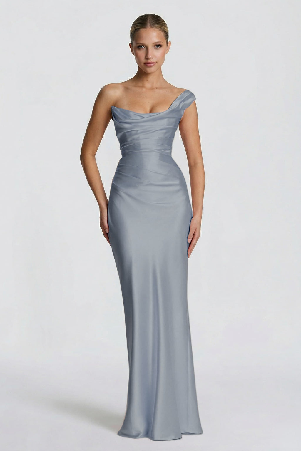 Elegant Sheath Column Floor Length Acetate Satin Bridesmaid Dress CG0302BM Bridesmaid Dress