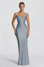 Elegant Sheath Column Floor Length Acetate Satin Bridesmaid Dress CG0302BM Bridesmaid Dress