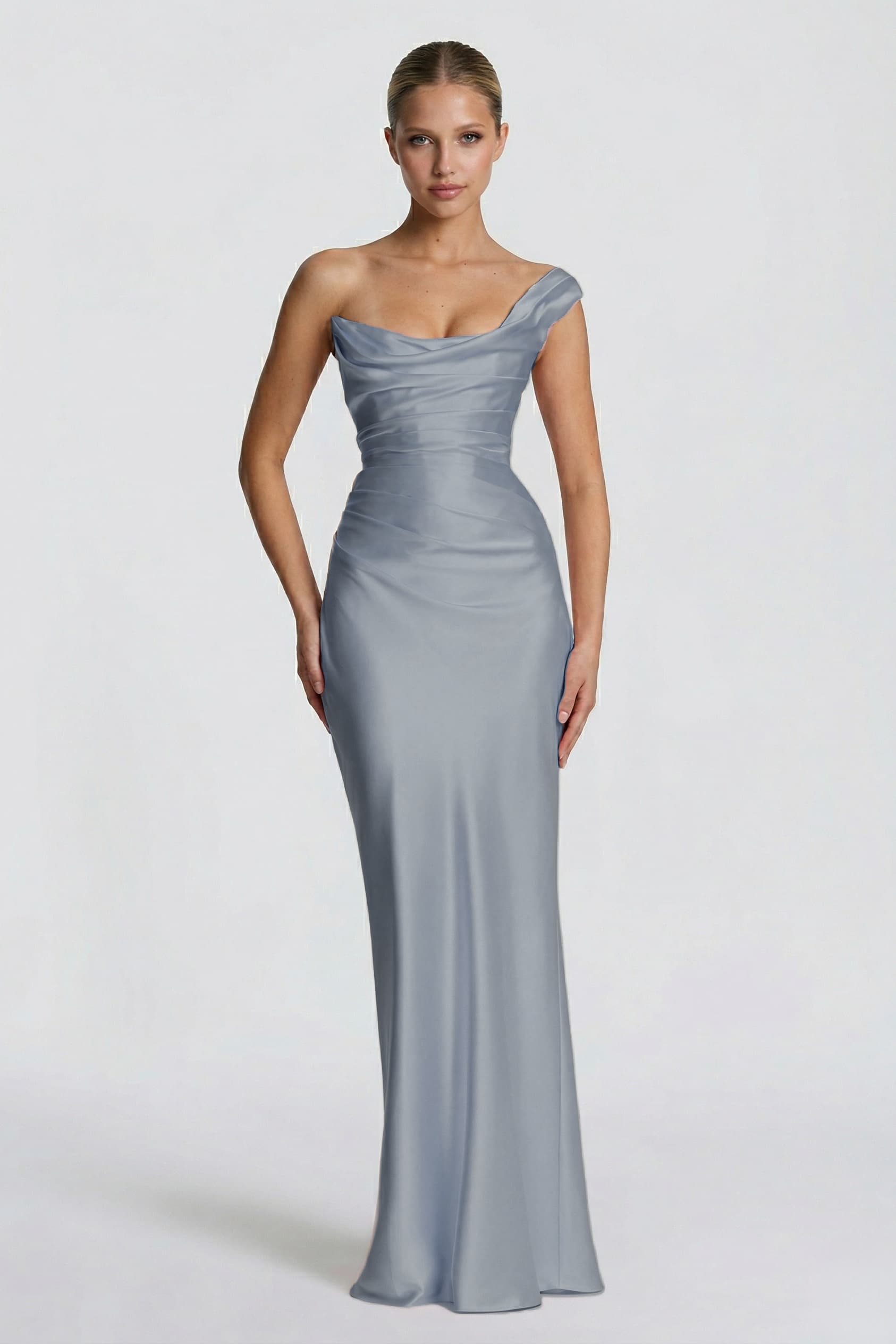 Elegant Sheath Column Floor Length Acetate Satin Bridesmaid Dress CG0302BM Bridesmaid Dress