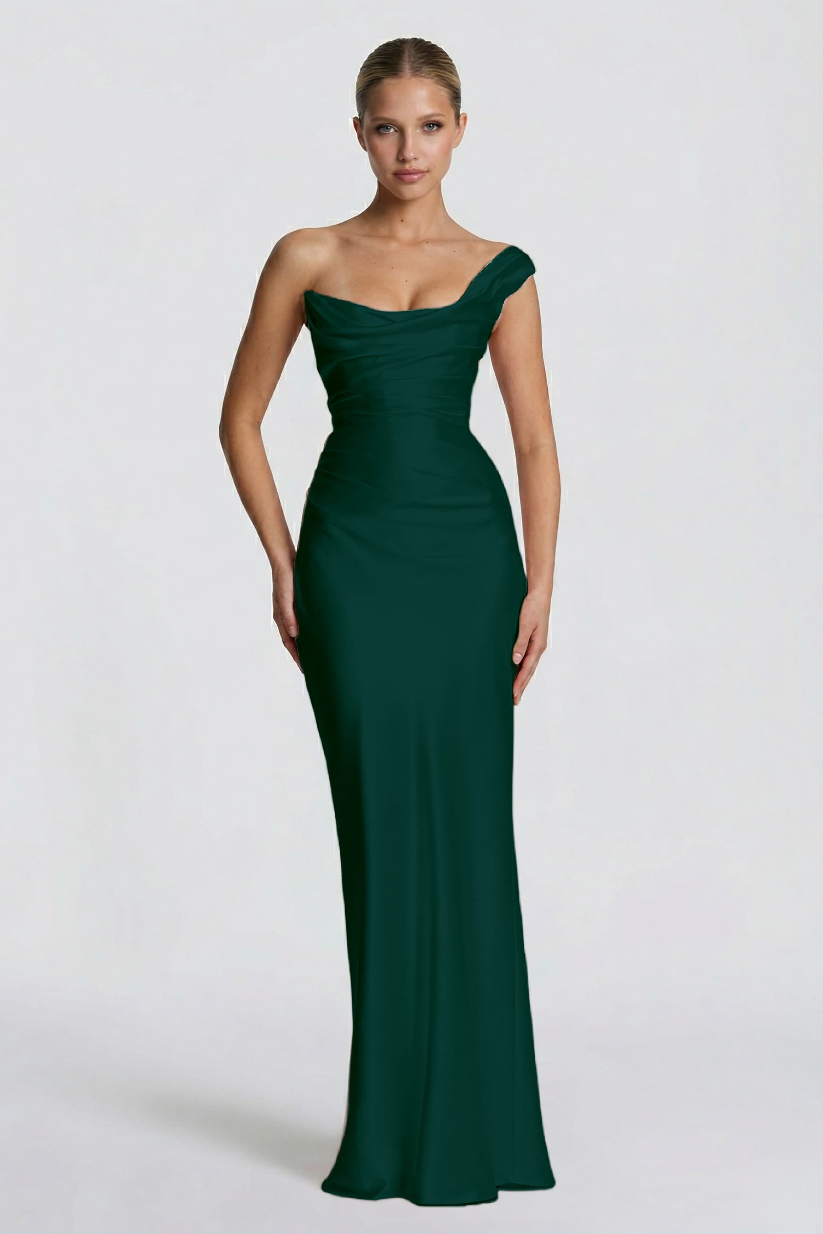 Elegant Sheath Column Floor Length Acetate Satin Bridesmaid Dress CG0302BM Bridesmaid Dress