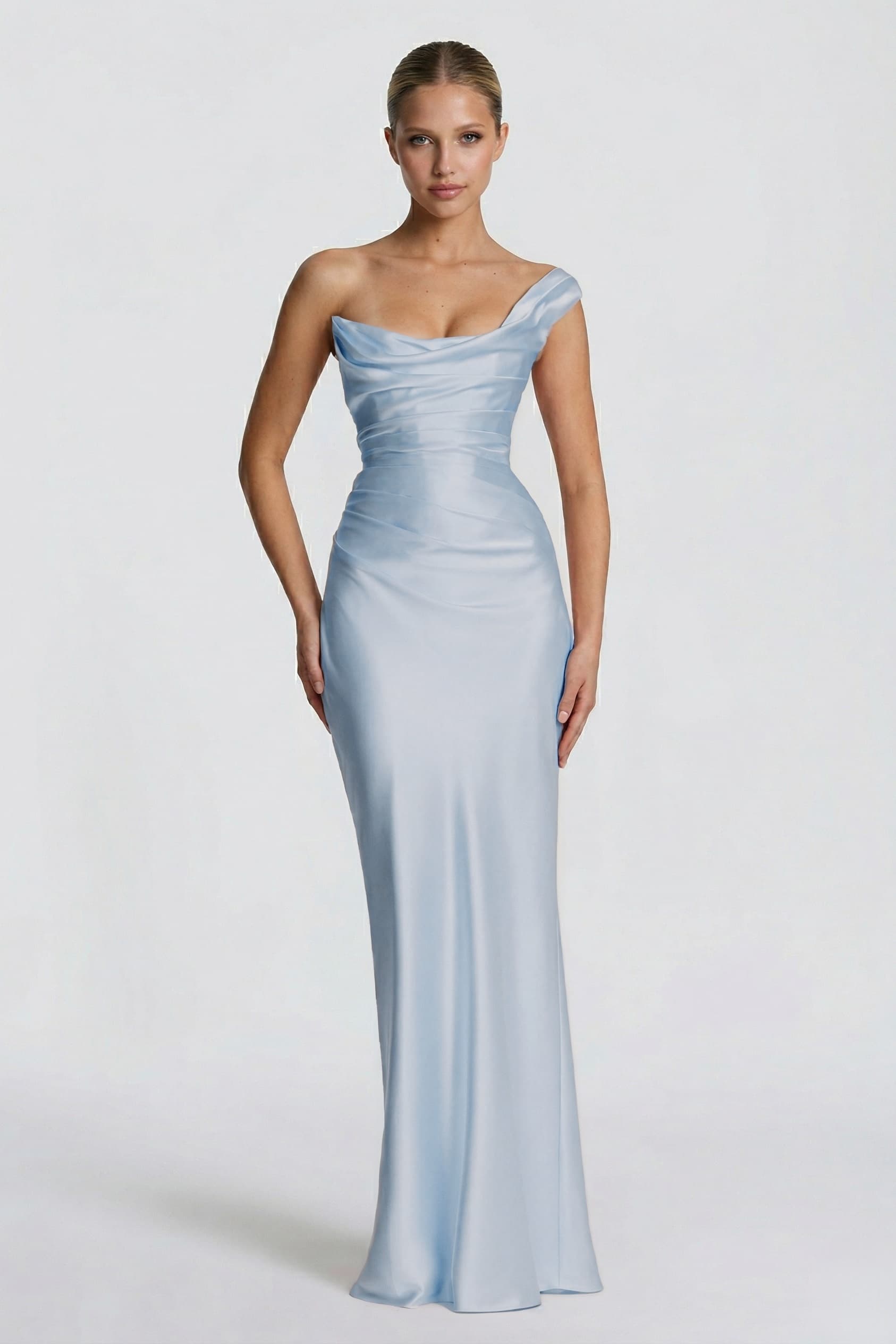 Elegant Sheath Column Floor Length Acetate Satin Bridesmaid Dress CG0302BM Bridesmaid Dress