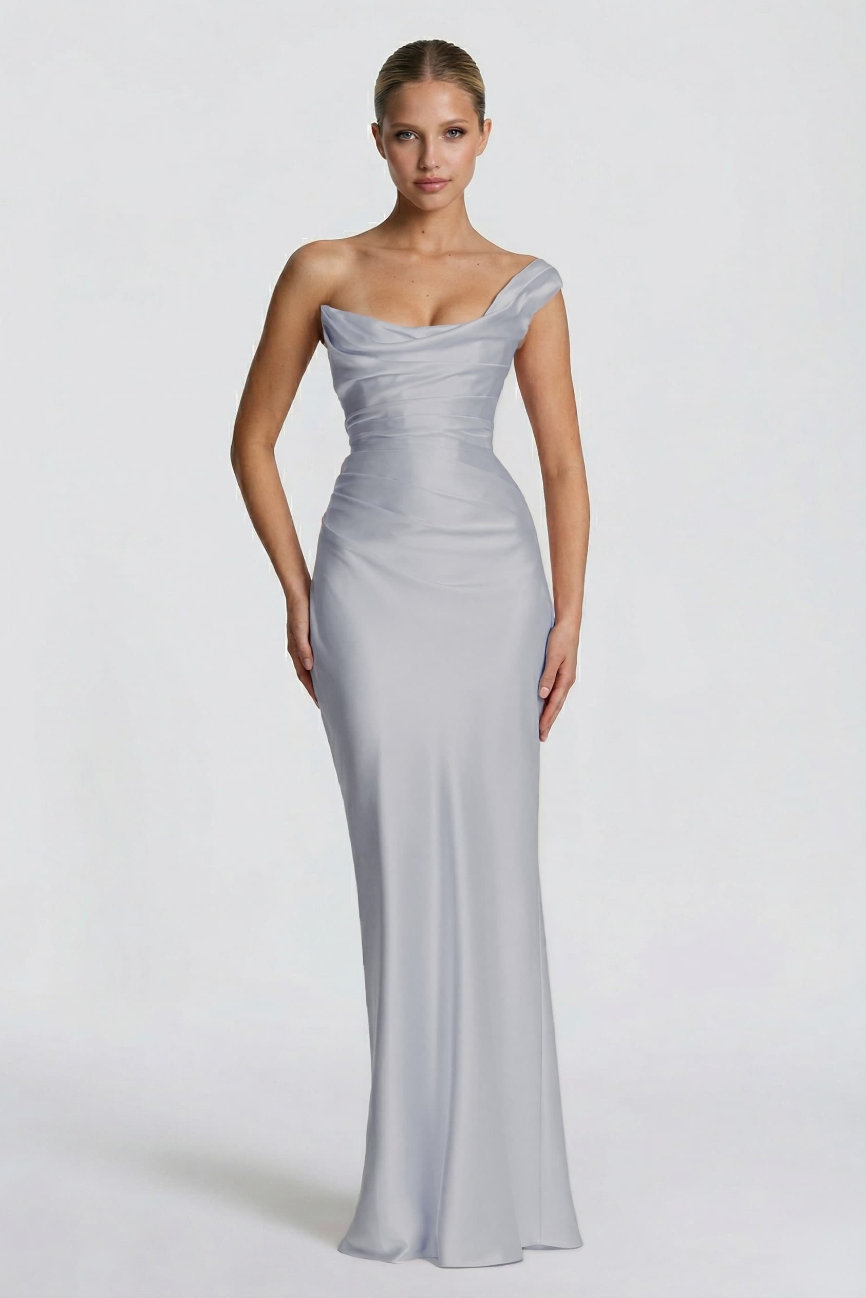 Elegant Sheath Column Floor Length Acetate Satin Bridesmaid Dress CG0302BM Bridesmaid Dress