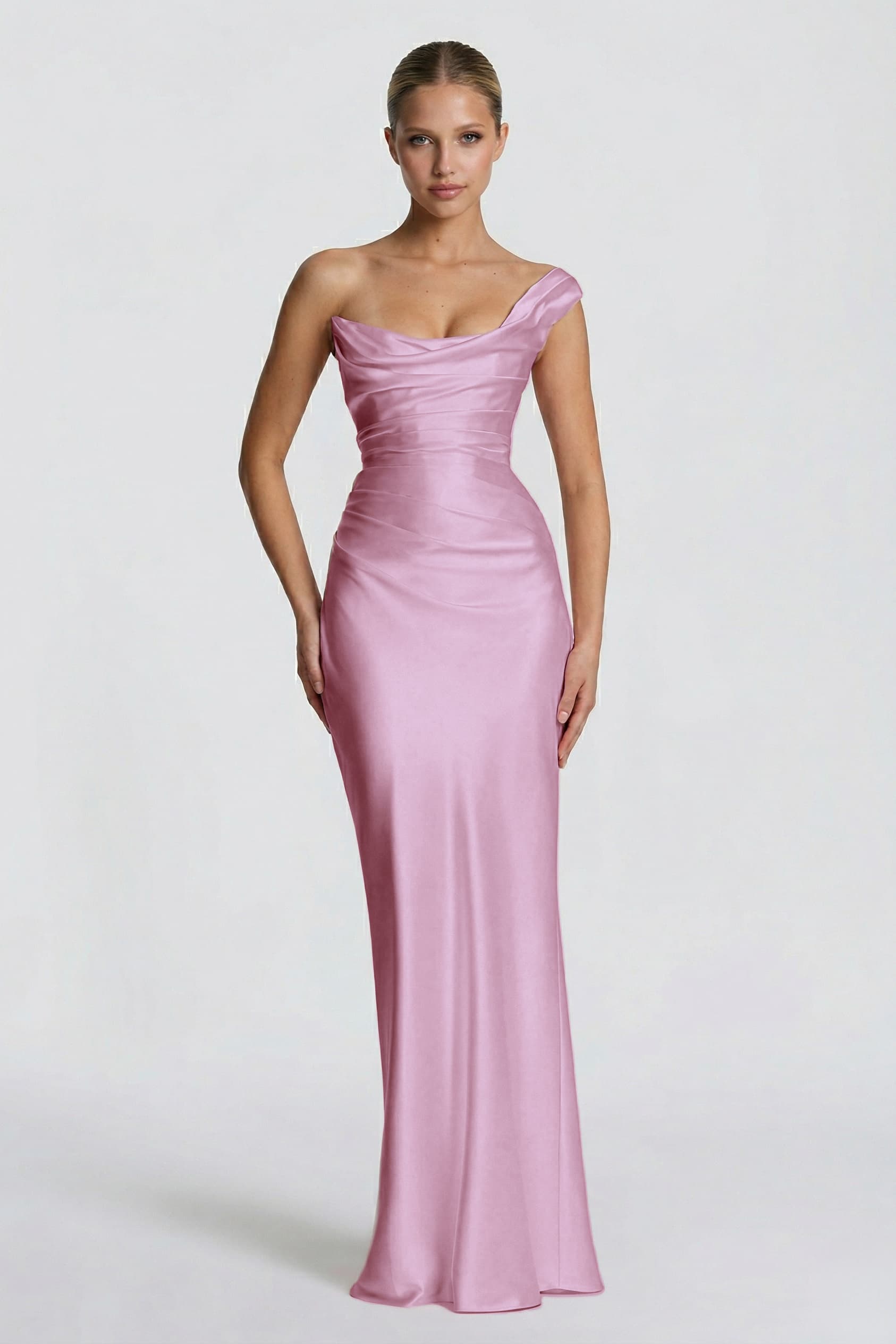 Elegant Sheath Column Floor Length Acetate Satin Bridesmaid Dress CG0302BM Bridesmaid Dress