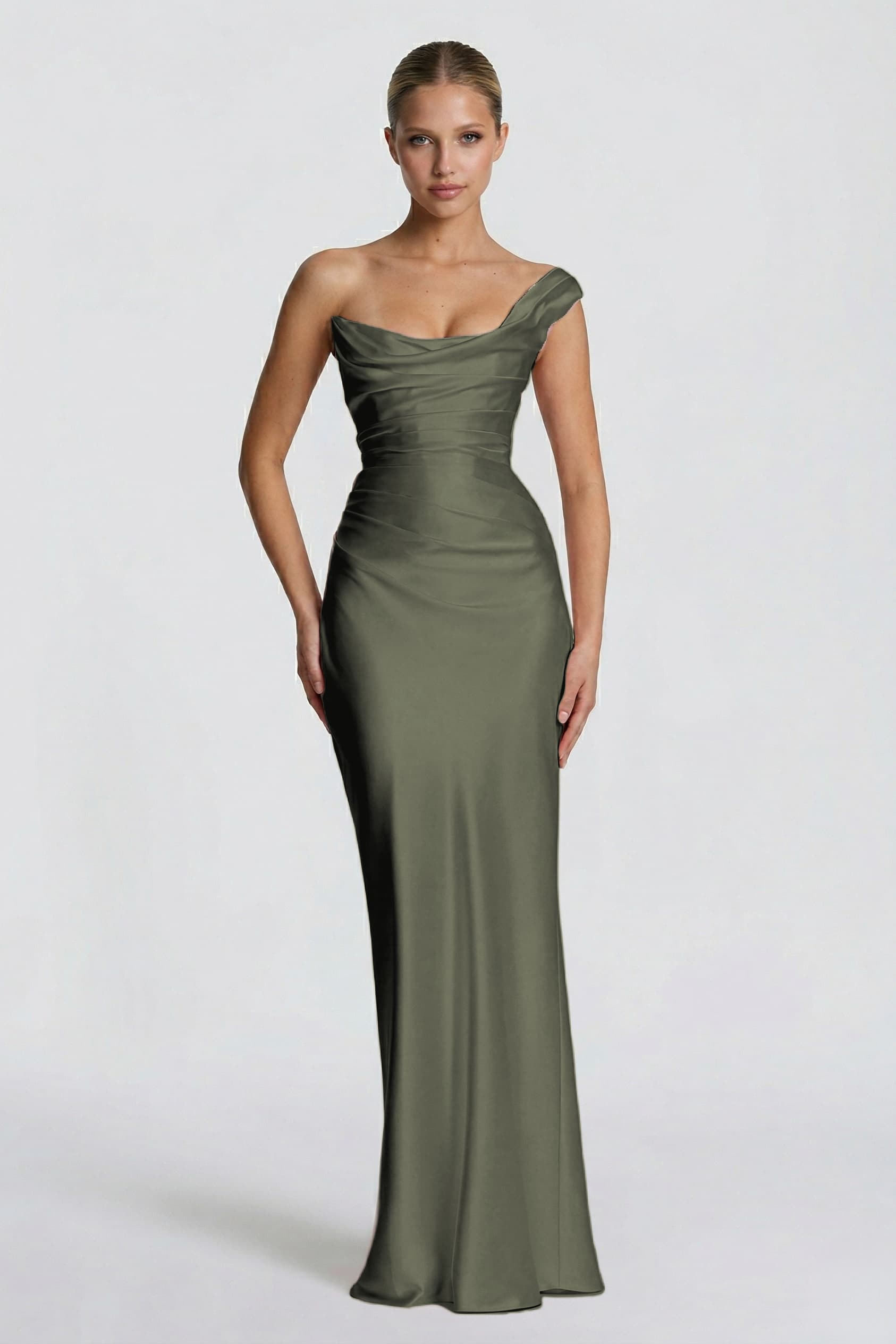 Elegant Sheath Column Floor Length Acetate Satin Bridesmaid Dress CG0302BM Bridesmaid Dress