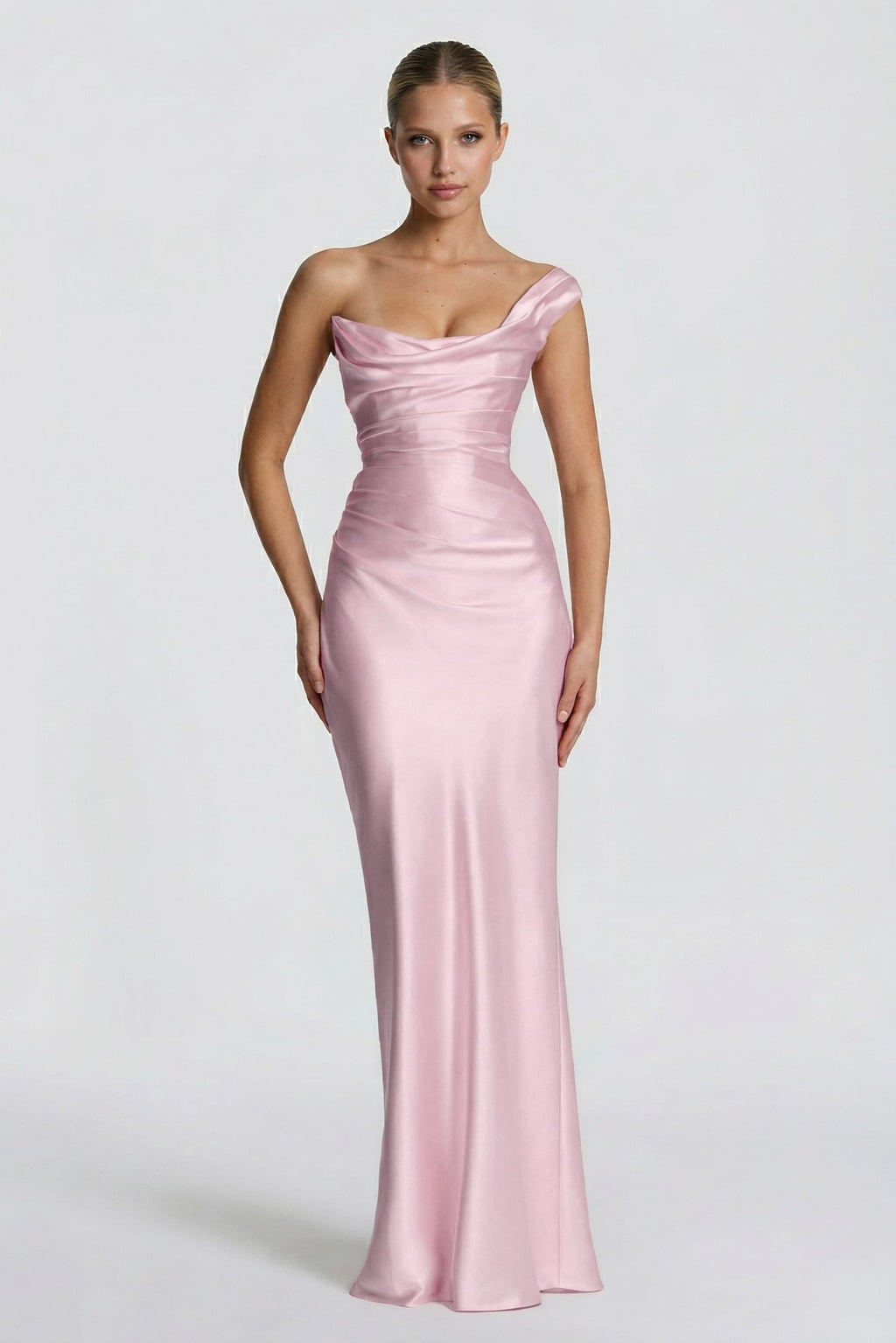 Elegant Sheath Column Floor Length Acetate Satin Bridesmaid Dress CG0302BM Bridesmaid Dress