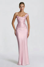 Elegant Sheath Column Floor Length Acetate Satin Bridesmaid Dress CG0302BM Bridesmaid Dress