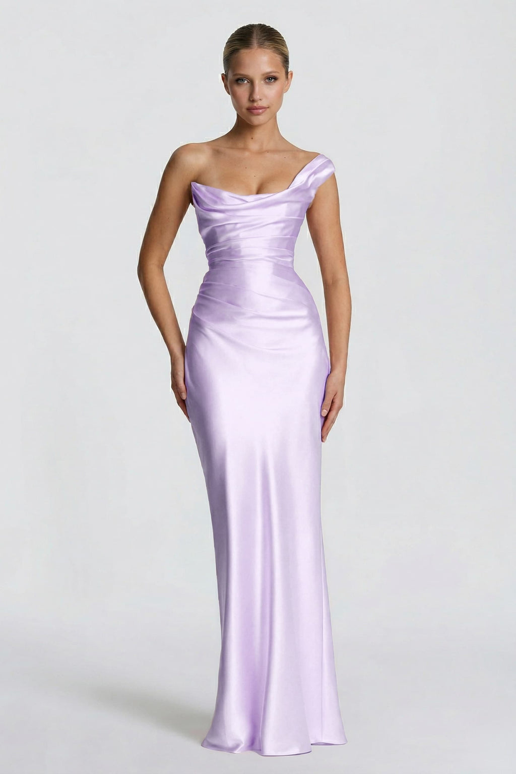 Elegant Sheath Column Floor Length Acetate Satin Bridesmaid Dress CG0302BM Bridesmaid Dress
