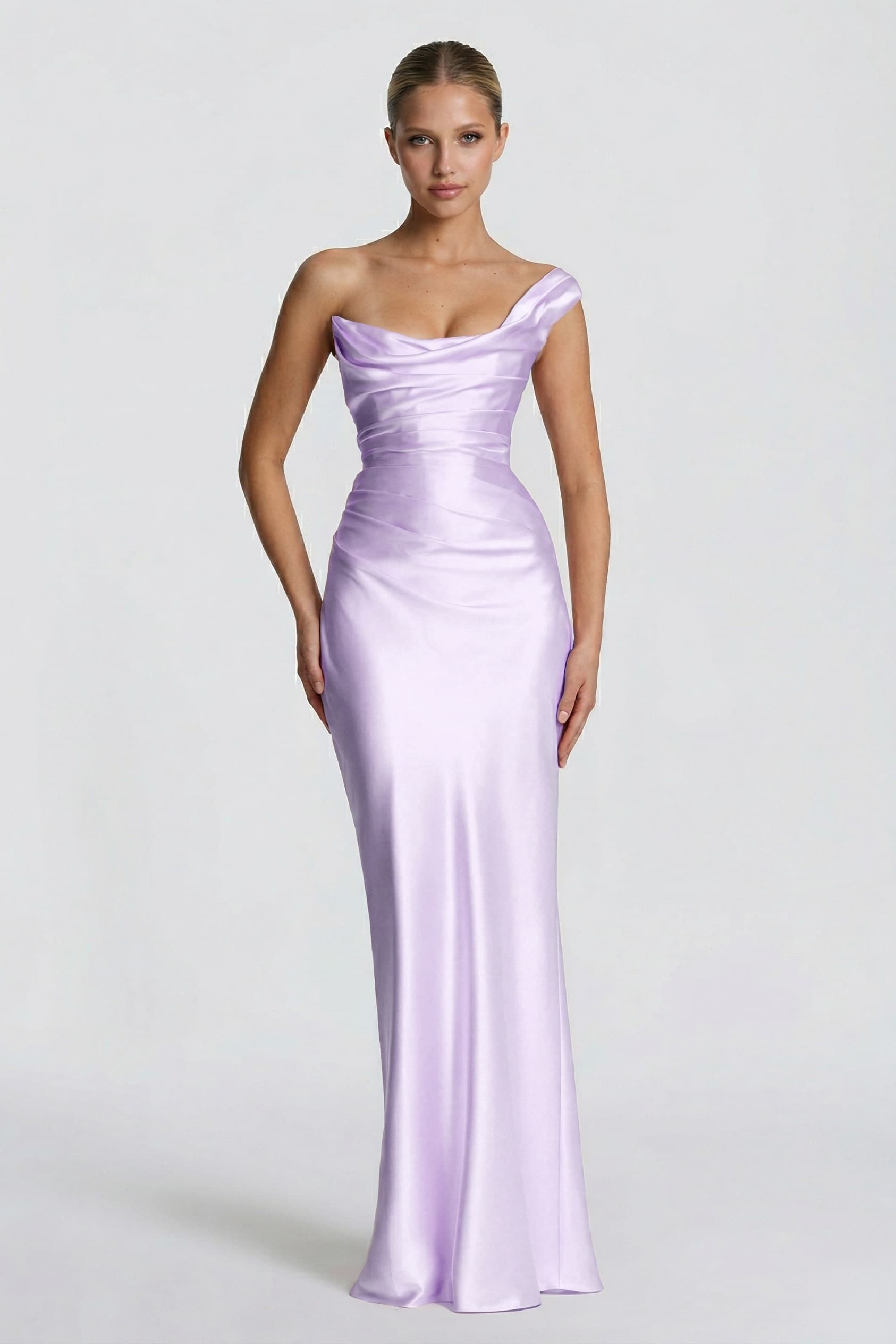 Elegant Sheath Column Floor Length Acetate Satin Bridesmaid Dress CG0302BM Bridesmaid Dress